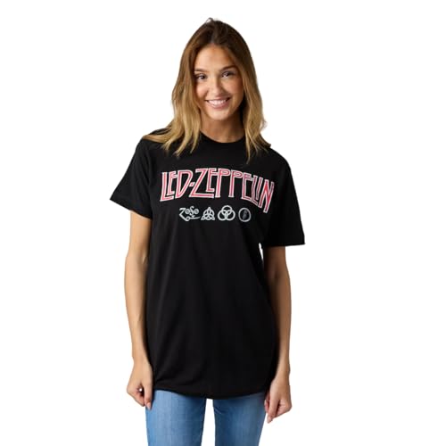 Amazon.com: Led Zeppelin Distressed Logo with Symbols Crew Neck